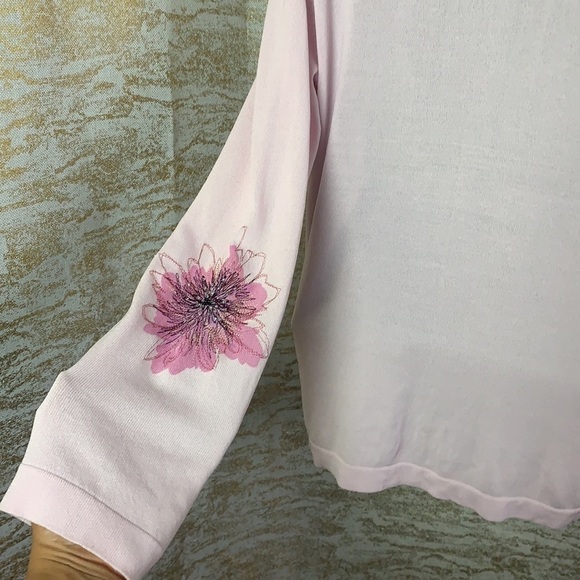 Cleo Petites pink floral sequinned detail sweater size L - Picture 8 of 12